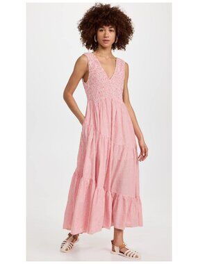 Lucky Brand Sundress Maxi Flowy Summer Sun Dress Casual Romantic Boho Cotton - M